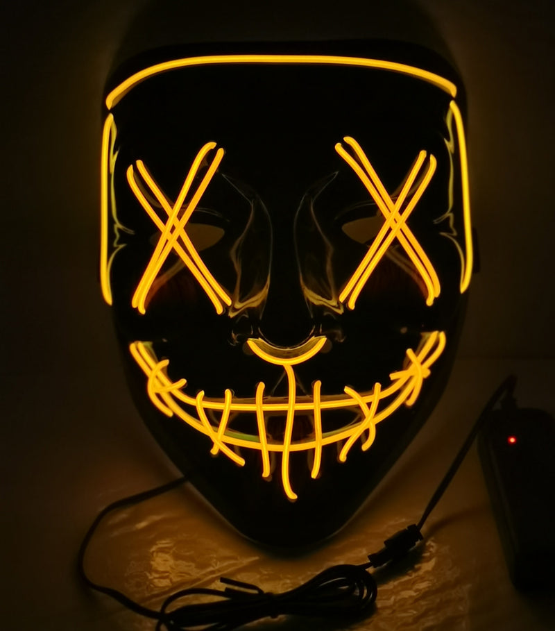 Led Mask Halloween Party Masque Masquerade Masks Neon Maske Light Glow In The Dark Mascara Horror Maska Glowing Masker Purge