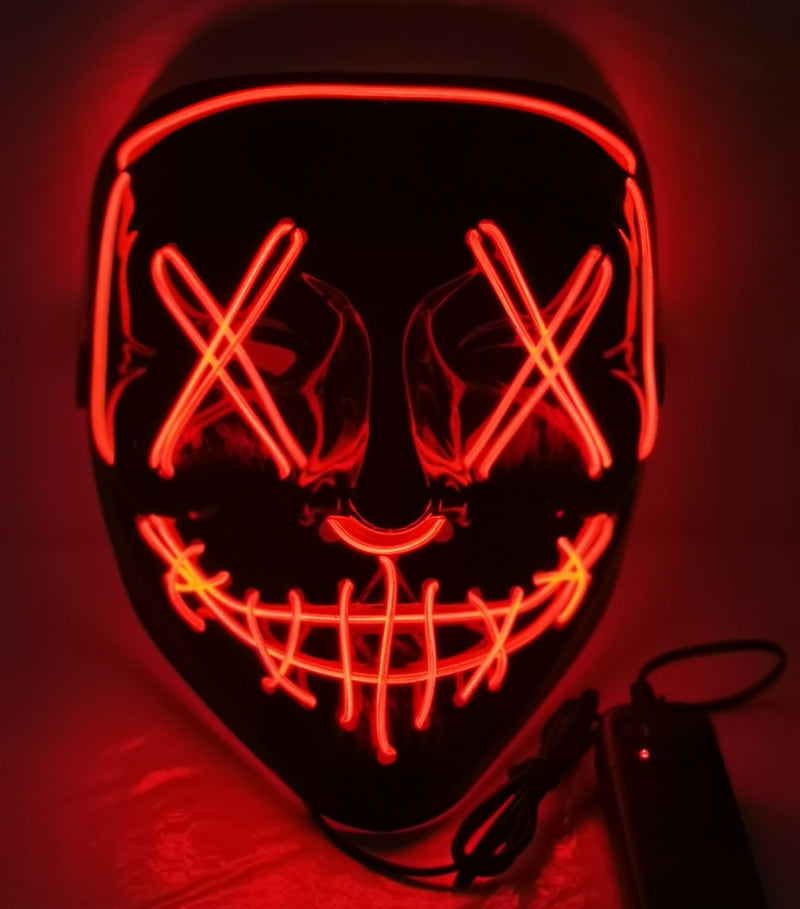 Led Mask Halloween Party Masque Masquerade Masks Neon Maske Light Glow In The Dark Mascara Horror Maska Glowing Masker Purge