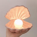Ins Japanese Style Ceramic Shell Pearl Night Light Streamer Mermaid Fairy Shell Night Lamp For Bedside Home Decoration Xmas Gift