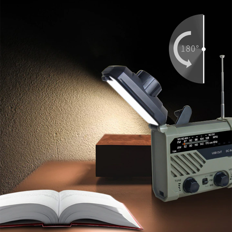 TechPRO™ päikesepatarei ja dünamoga raadio, akupank ning taskulamp ühes