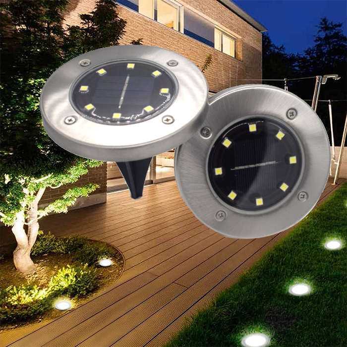8 LED-tule ja päikesepatareidega laetavad niiskuskindlad aiavalgustid